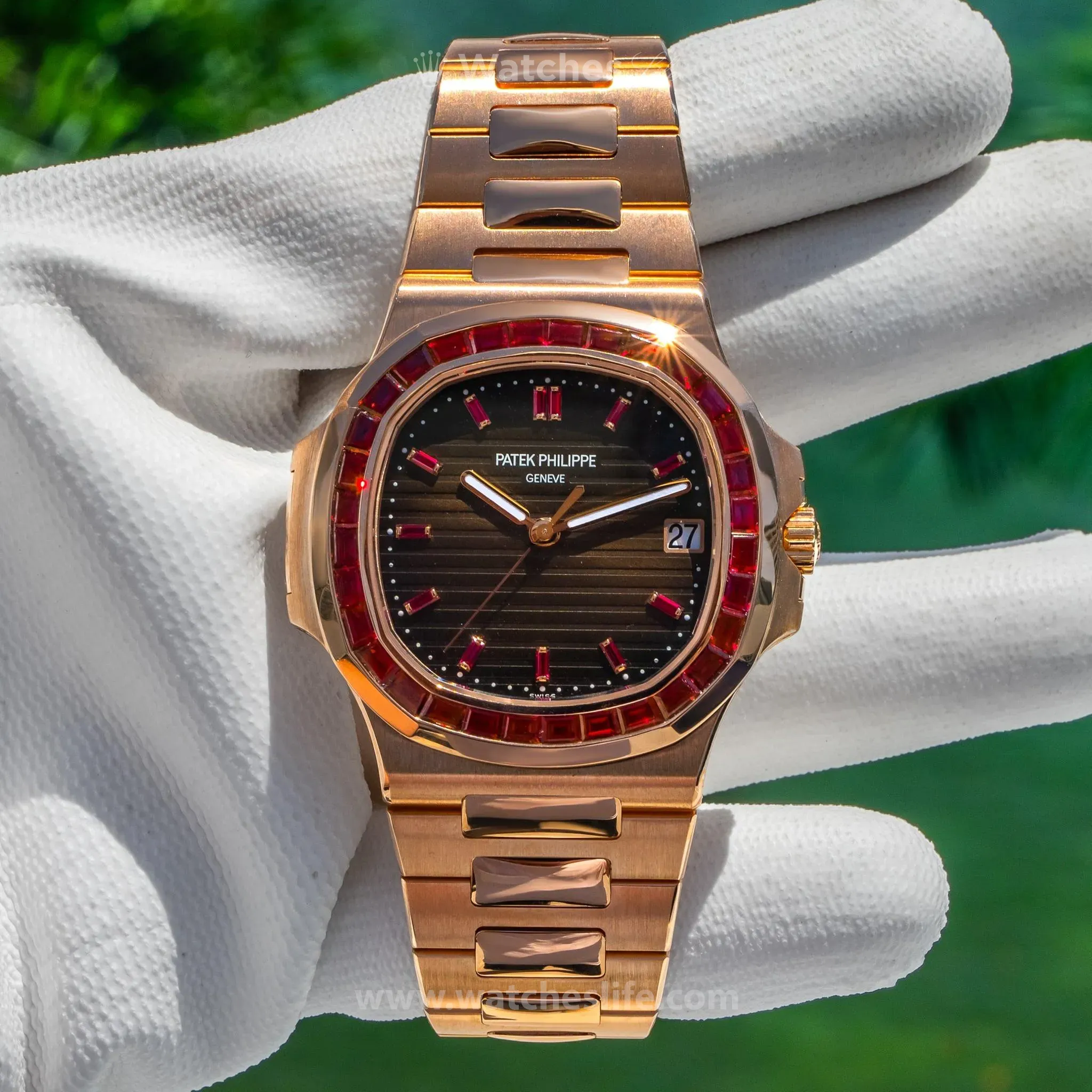 Patek Philippe Nautilus Ouro Rosé & Rubi